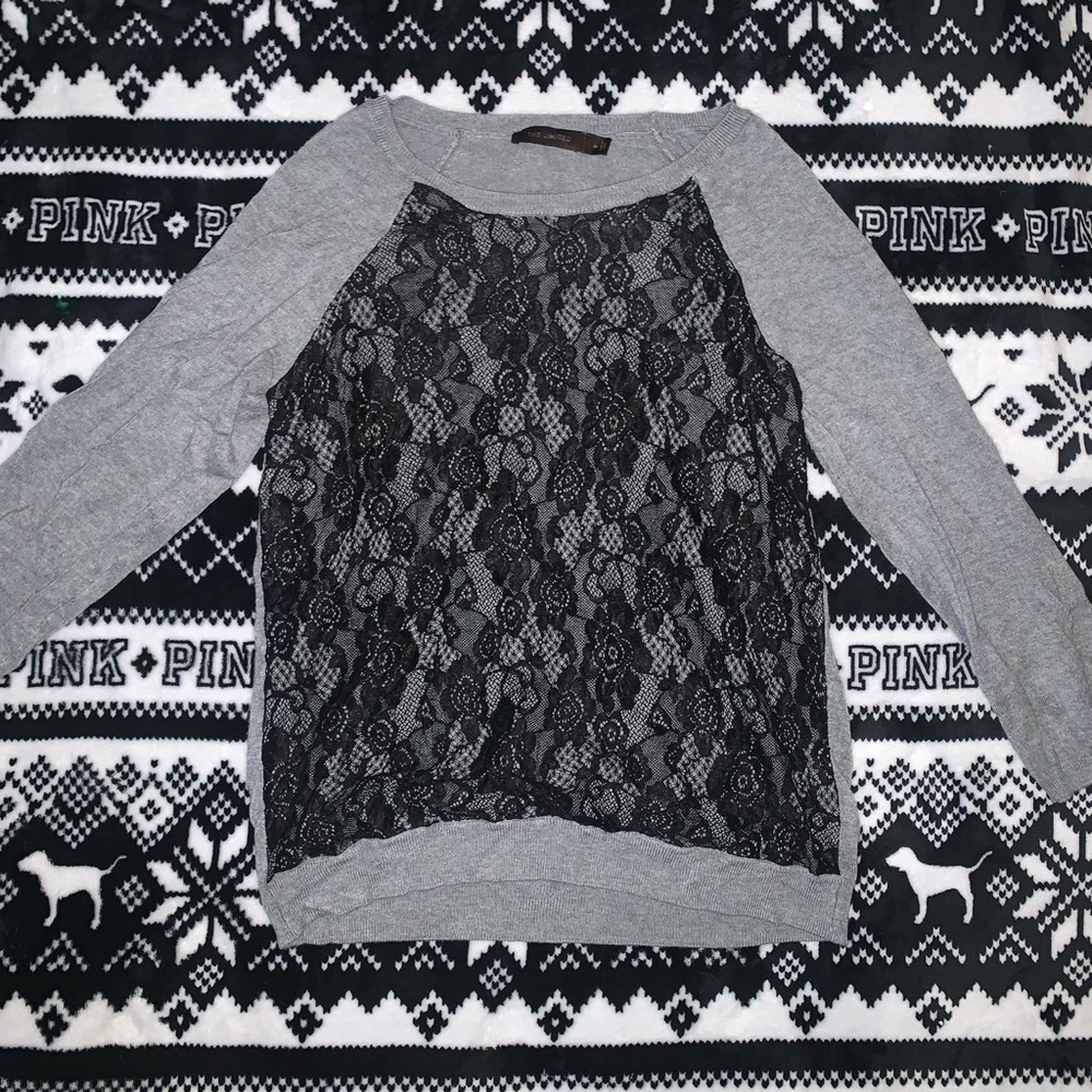 lacy grey sweater